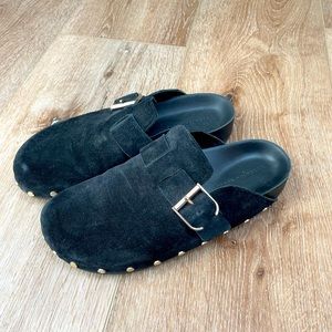 Veronica Beard Black Suede Slides